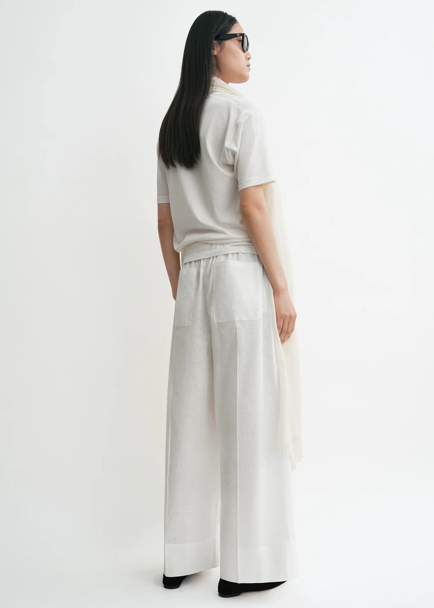 Wide summer trousers white - Image 4