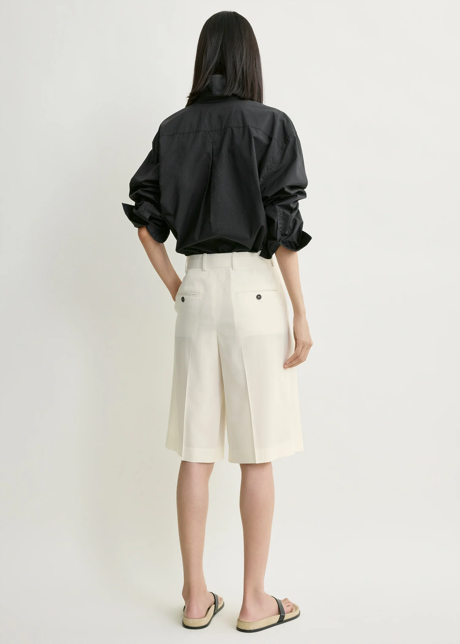 Wide tailored shorts ecru - Image 3