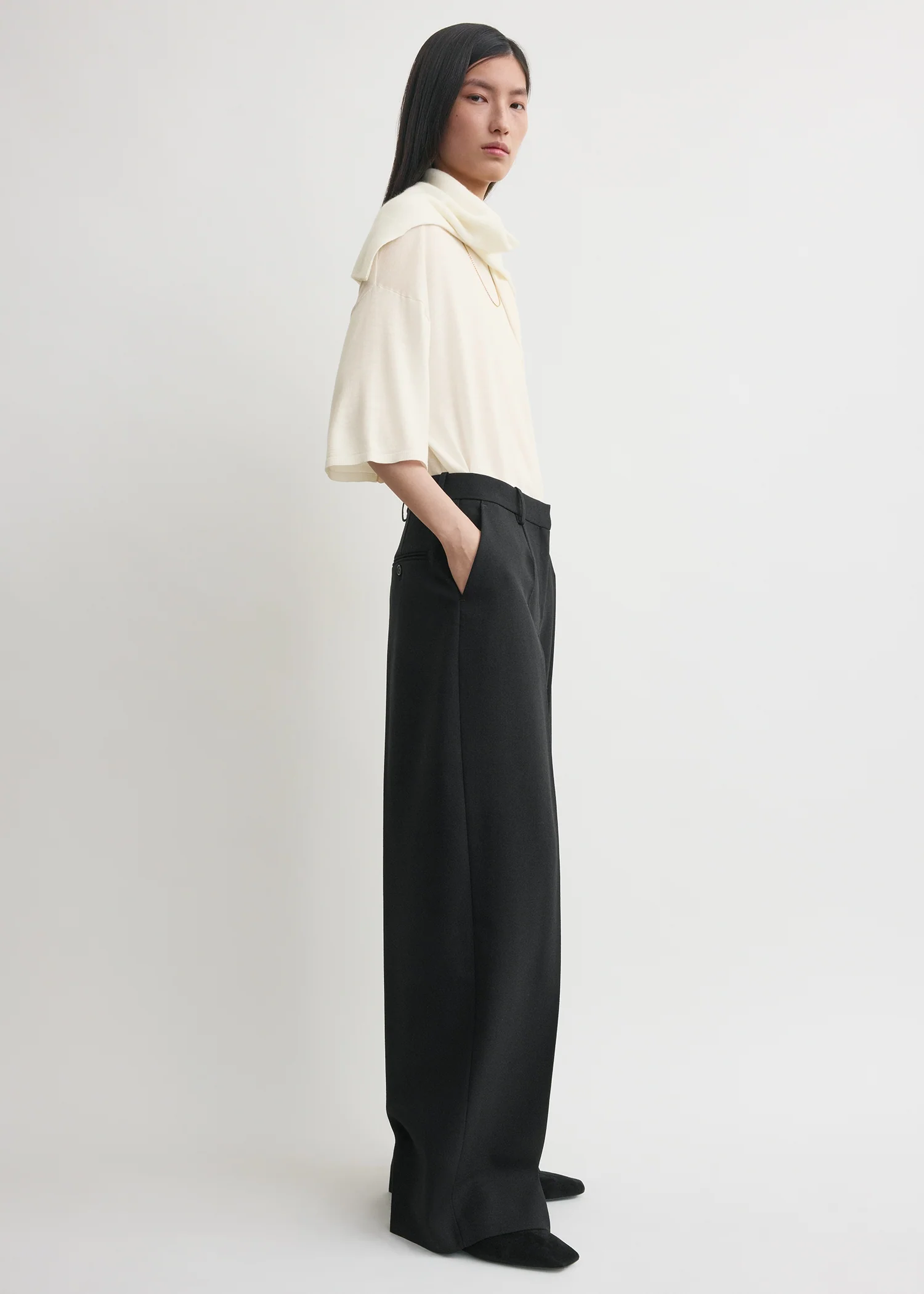 Wide tailored trousers black - Image 2