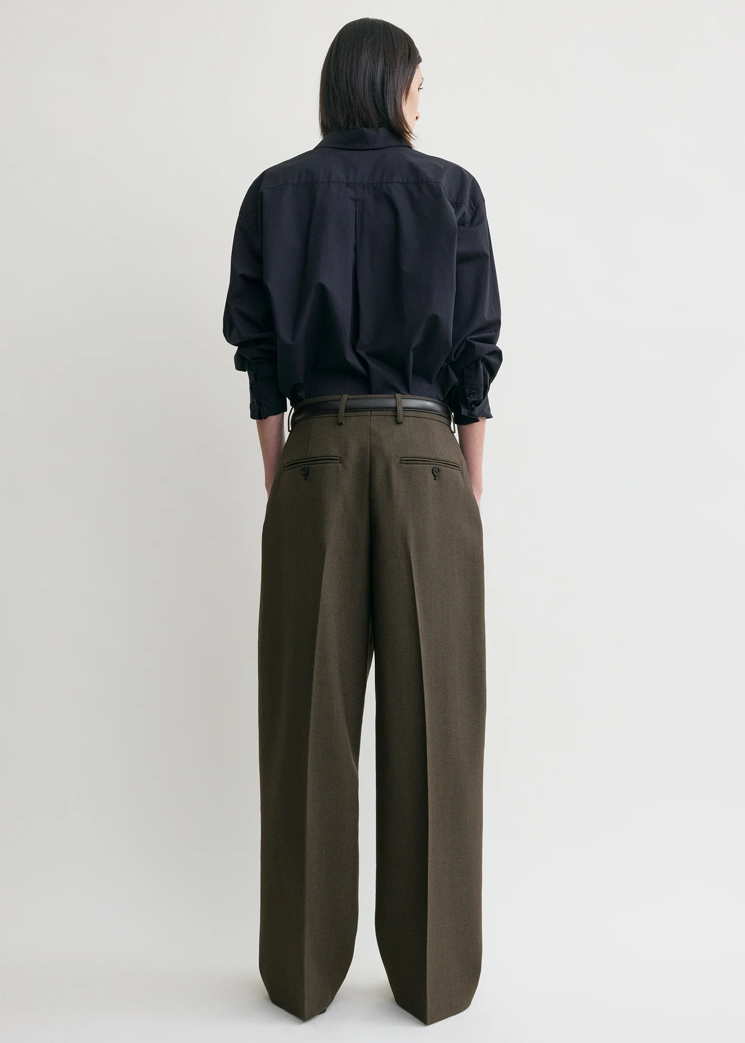 Wide tailored trousers forest - Image 3