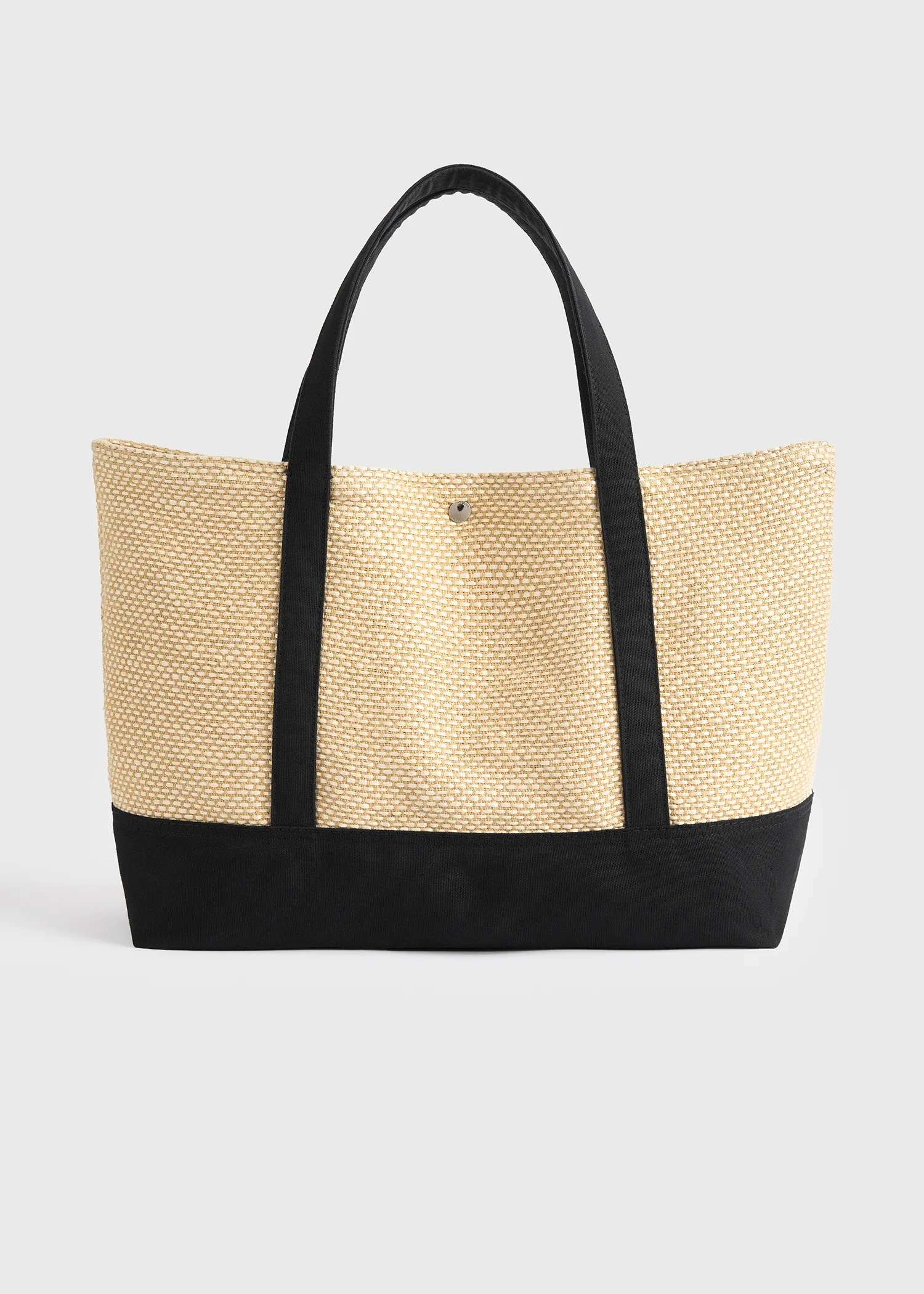 Woven beach tote black/ecru