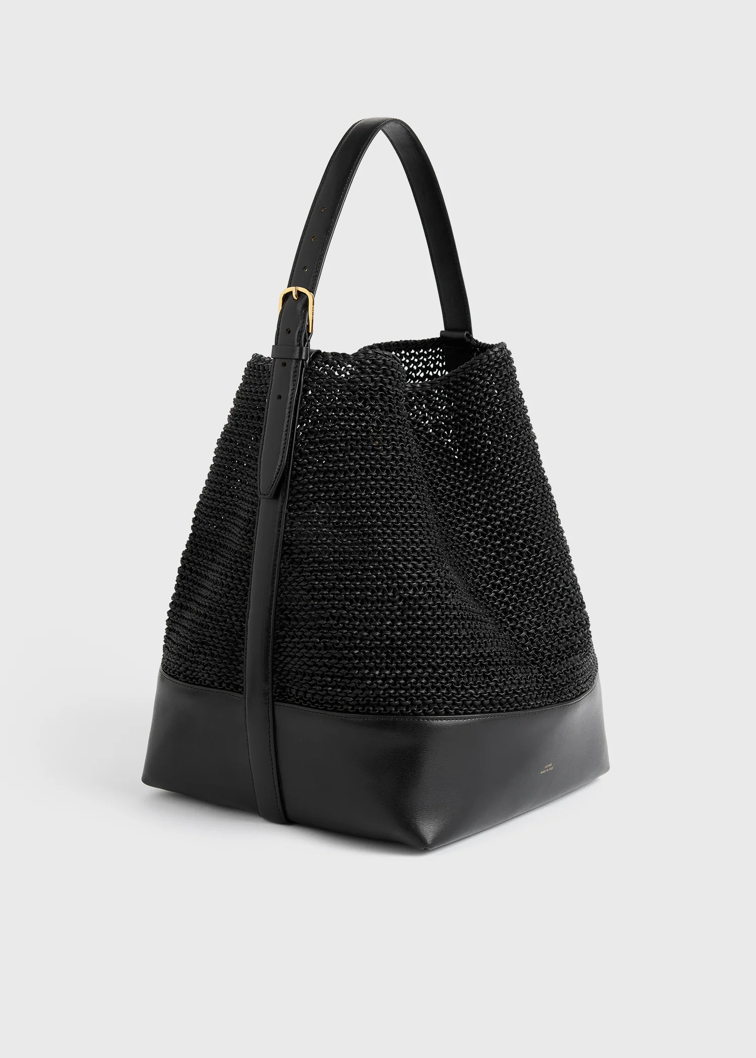 Belted woven-leather tote black - Image 4