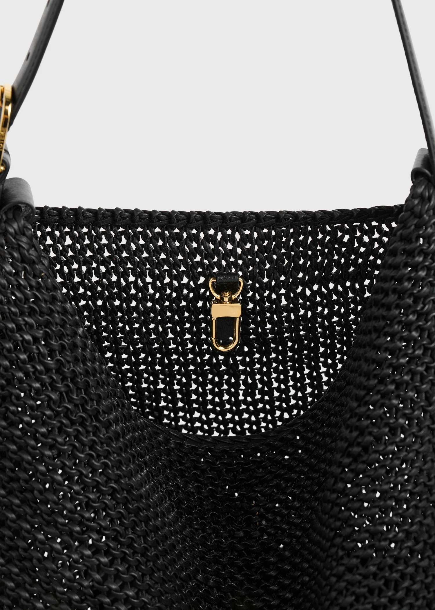 Belted woven-leather tote black - Image 6