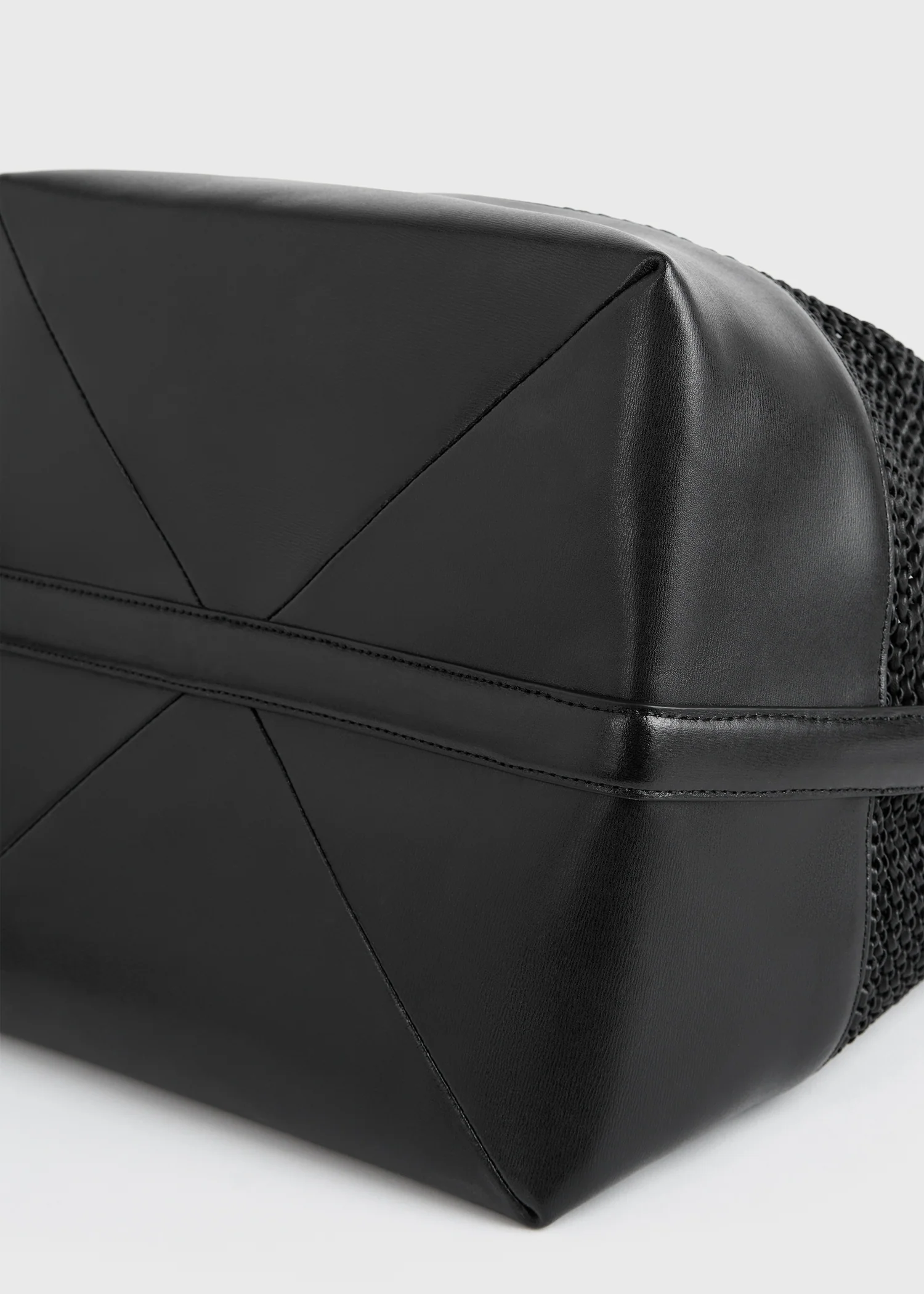 Belted woven-leather tote black - Image 7