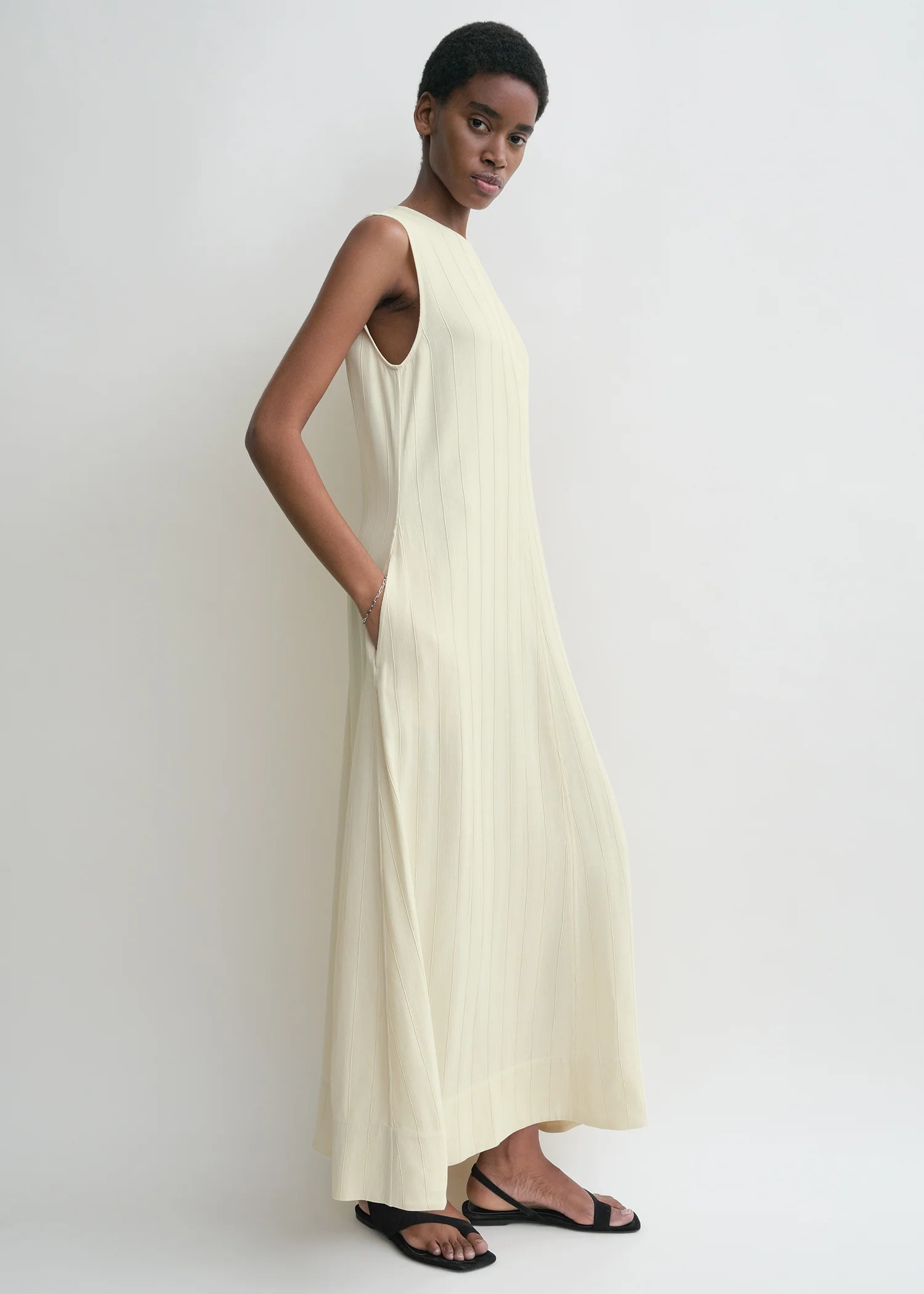 Woven stripe dress ecru petite - Image 2