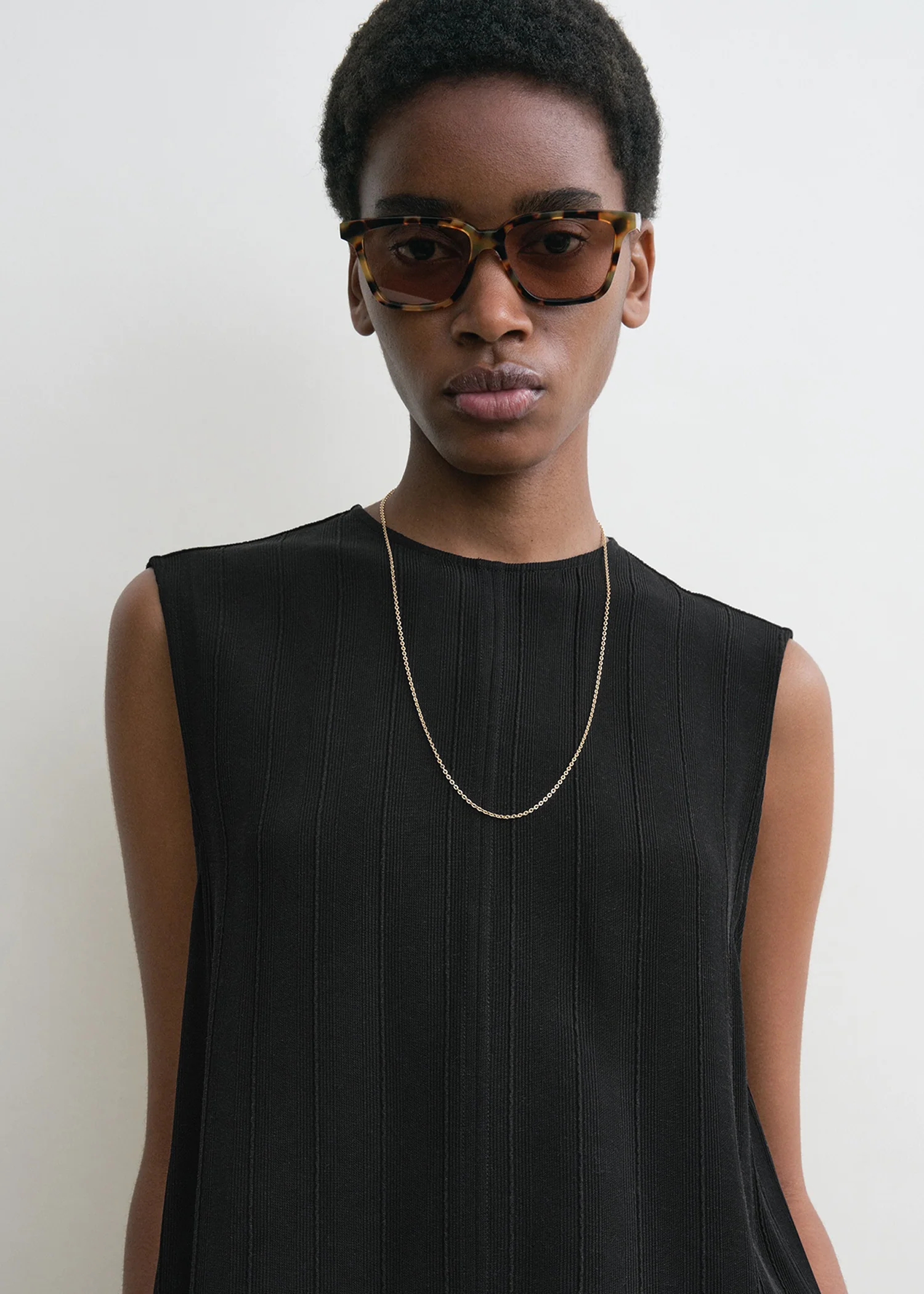 Woven stripe top black - Image 4