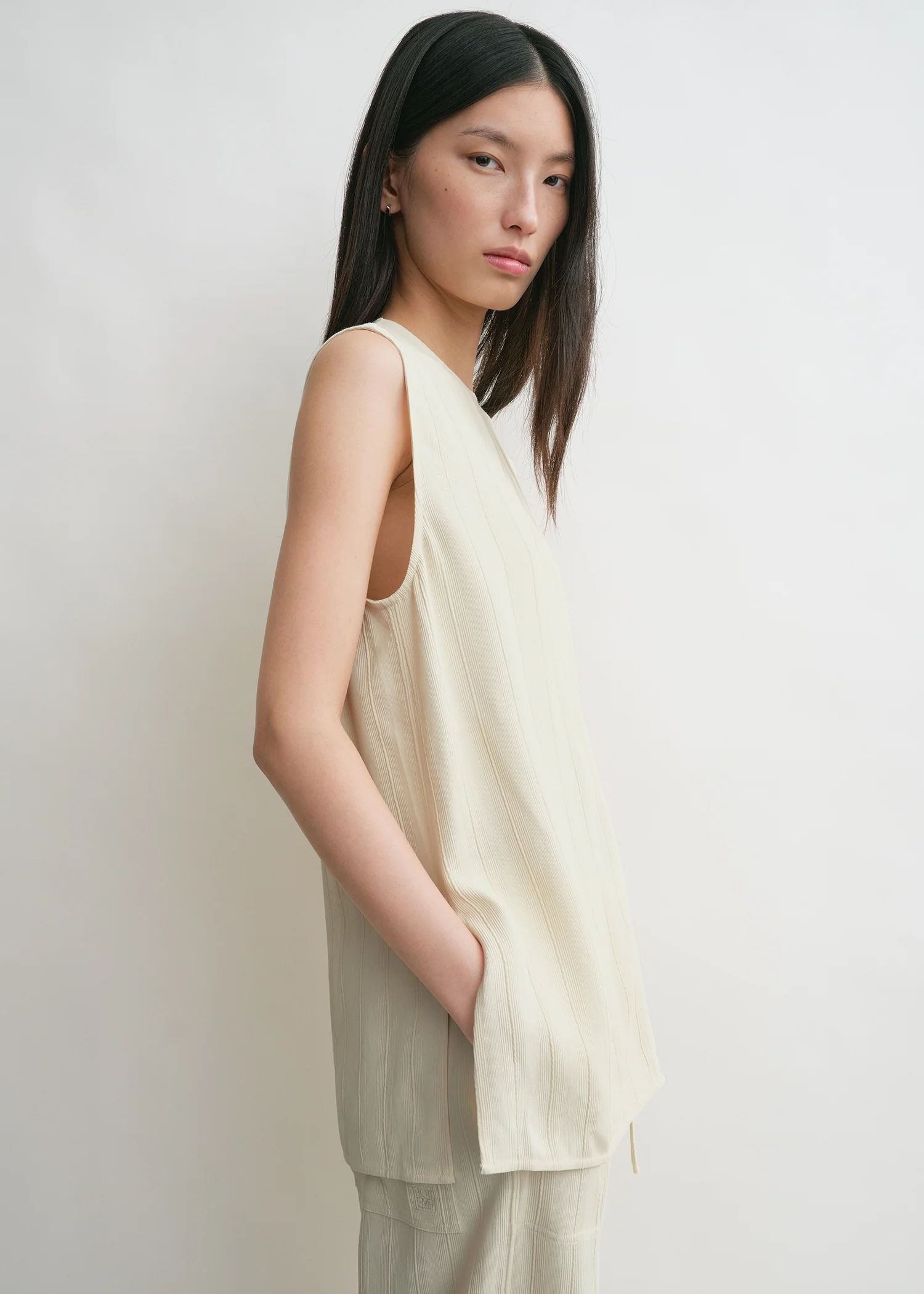 Woven stripe top ecru - Image 5