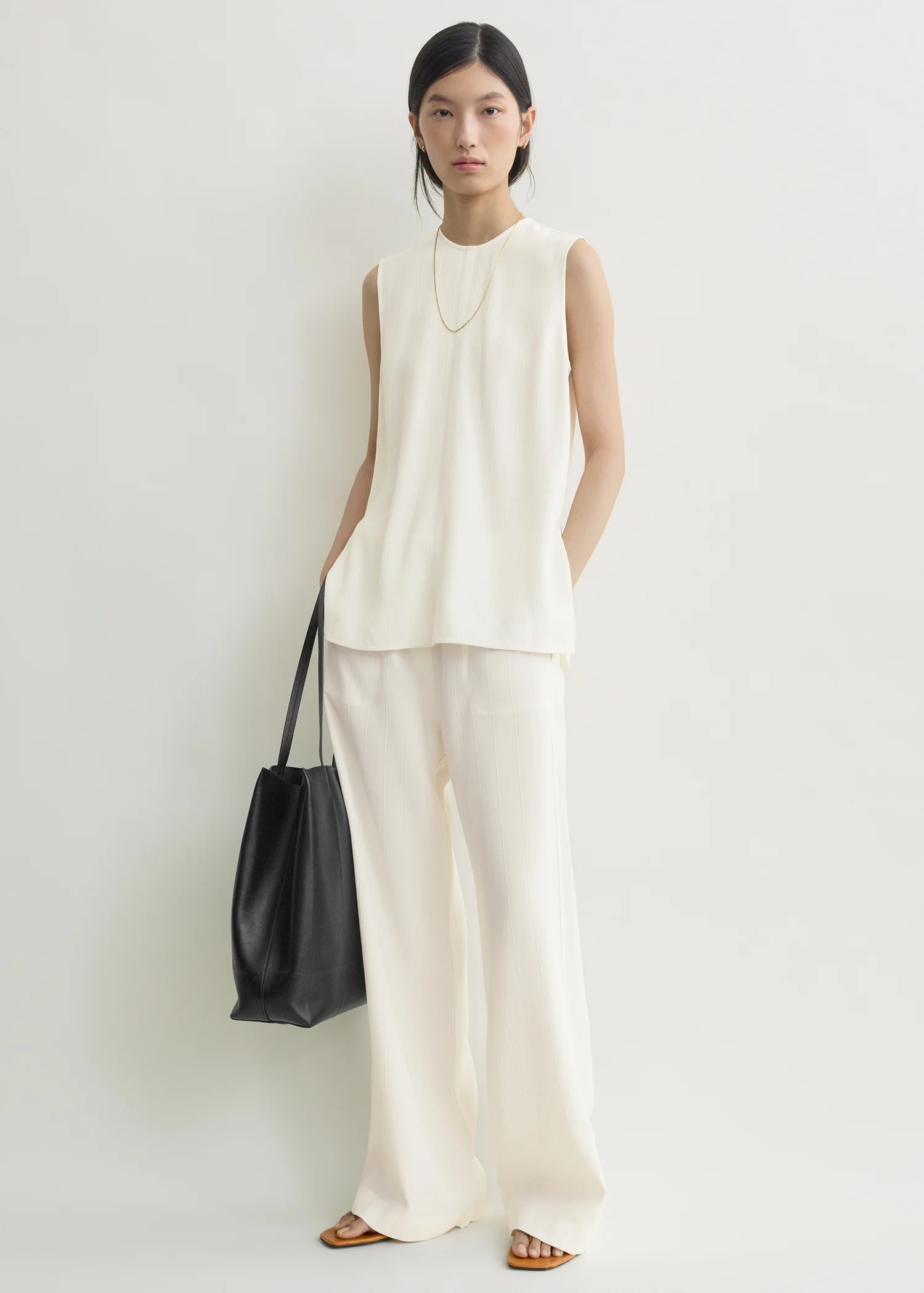 Woven stripe top meringue